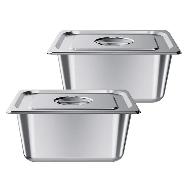 2 Pack Stainless Steam Hotel Pans, 1/2 Size Table Steam Pans With Lids, 6 Inch Deep, Anti Jam Restaurant Supplies Reusable Catering Storage for Home, Party, Restaurant, Hotel, Buffet