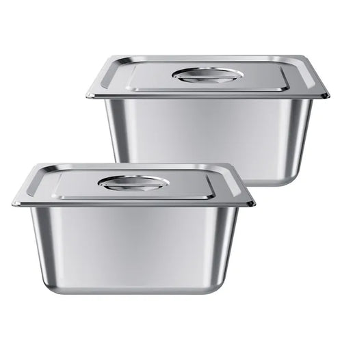 2 Pack Stainless Steam Hotel Pans, 1/2 Size Table Steam Pans With Lids, 6 Inch Deep, Anti Jam Restaurant Supplies Reusable Catering Storage for Home, Party, Restaurant, Hotel, Buffet