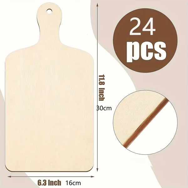 24pcs with Handles - 16X30Cm/6.3X11.8" Blank Wood Burning & Painting Boards, Summer Beach Theme with "Enjoy Summer Time" & "Lost in Paradise" Designs, Home Decor