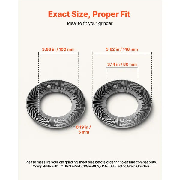 2PCS Grinding Sheets for Electric Grain Mill Grinder, Cast Iron Dry Grinding Discs, Replacement Grinding Plates Compatible with GM-001, GM-002, GM-003 Corn Spice Mill Grinder
