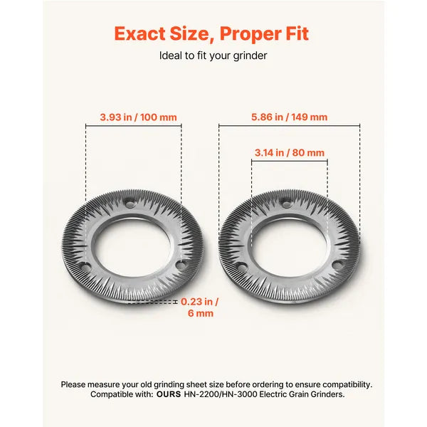 2PCS Grinding Sheets for Electric Grain Mill Grinder, Cast Iron Dry Grinding Discs, Replacement Grinding Plates Compatible with HN-2200, HN-3000 Corn Spice Mill Grinder