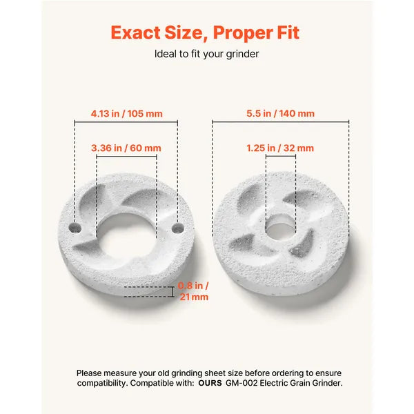 2PCS Grinding Sheets for Electric Grain Mill Grinder, Marble Dry & Wet Grinding Discs, Replacement Grinding Plates Compatible with GM-002 Corn Spice Mill Grinder