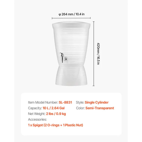 Beverage Dispenser, 2.64 Gallon Drink Dispenser for Parties, Plastic Juice Dispensers with Spigot Ice Chamber, Iced Tea Lemonade Juice Water Dispensers, for Restaurants, Hotels, Parties