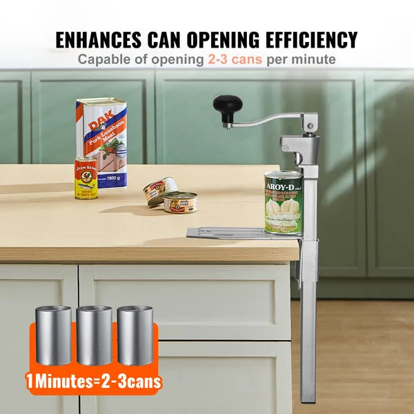 Commercial Can Opener, Heavy-Duty Manual Tabletop Cans Opener for Cans Up to 11.8 in Height, Height-Adjustable Professional Can Openers Fixed with Screws, for Restaurant, Hotel, and Food Store