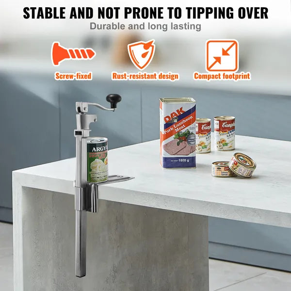 Commercial Can Opener, Heavy-Duty Manual Tabletop Cans Opener for Cans Up to 11.8 in Height, Height-Adjustable Professional Can Openers Fixed with Screws, for Restaurant, Hotel, and Food Store