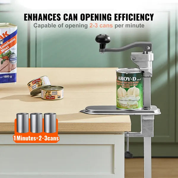 Commercial Can Opener, Heavy-Duty Manual Tabletop Cans Opener for Cans Up to 15.75 in Height, Height-Adjustable Can Openers Fixed with Screws & Table Clamp, for Restaurant, Hotel, and Food Store
