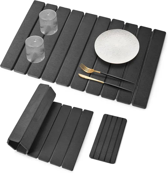 Foldable Stone Bath Mat, Non Slip Large Diatomaceous Shower Mat, Super Absorbent Quick Drying Stone Mat for Bathroom Kitchen Floor Counter Sink,Easy to Clean & Store