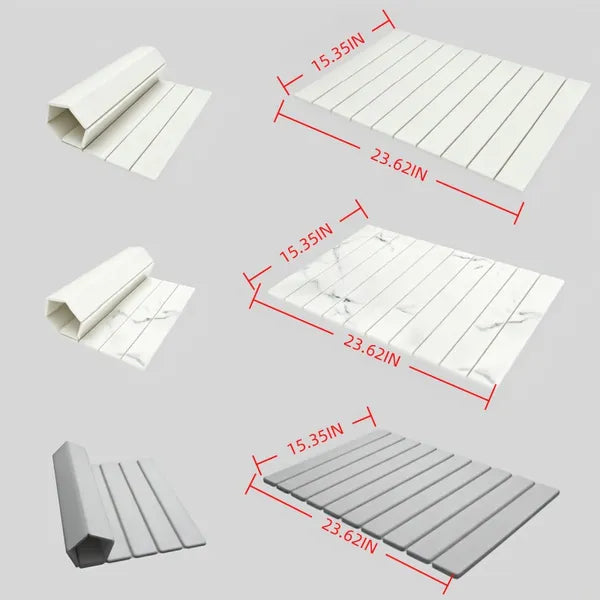 Foldable Stone Bath Mat, Non Slip Large Diatomaceous Shower Mat, Super Absorbent Quick Drying Stone Mat for Bathroom Kitchen Floor Counter Sink,Easy to Clean & Store