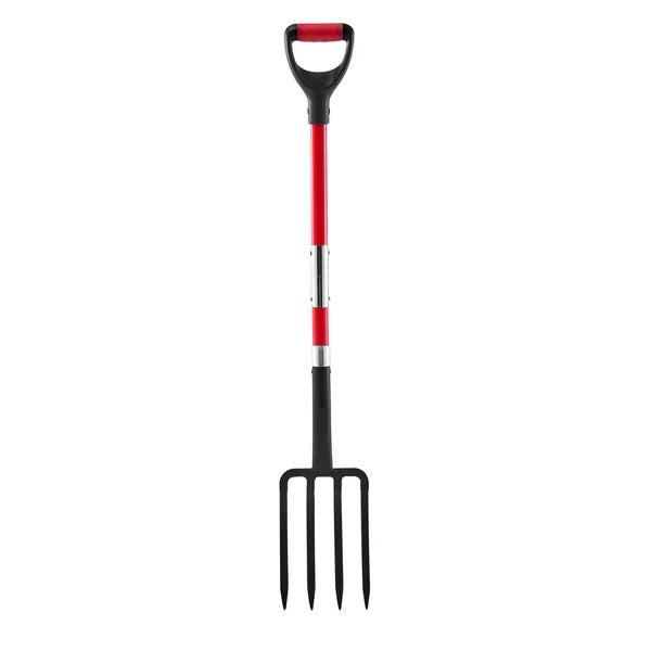 Garden Fork, 4-Tine Gardening Pitchfork with Fiberglass Handle, 45 in Heavy Duty Digging Fork with Y Grip, Forged Steel Spading Fork for Hay Potato Composting Transplanting Aeration