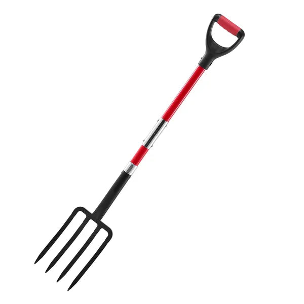 Garden Fork, 4-Tine Gardening Pitchfork with Fiberglass Handle, 45 in Heavy Duty Digging Fork with Y Grip, Forged Steel Spading Fork for Hay Potato Composting Transplanting Aeration