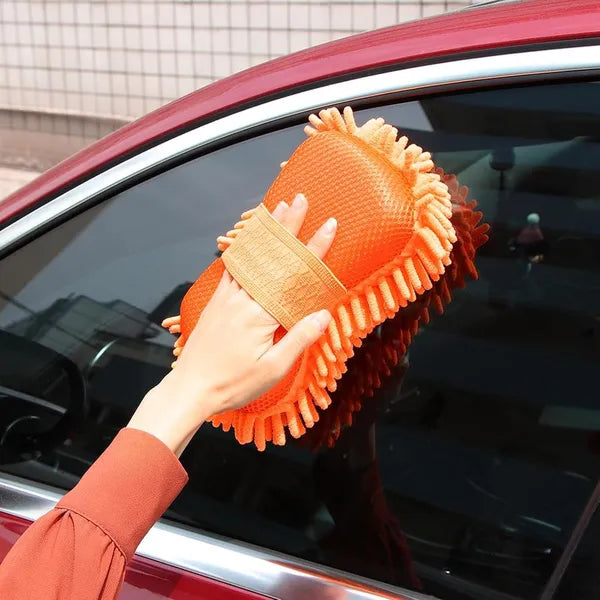 Microfiber Car Wash Sponge, Scratch-Free Vehicle Washing Mitt with Chenille & Mesh Sides, Highly Absorbent Sponge Lint-Free Cleaning Tool for Car Washing & Detailing