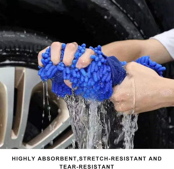 Microfiber Car Wash Sponge, Scratch-Free Vehicle Washing Mitt with Chenille & Mesh Sides, Highly Absorbent Sponge Lint-Free Cleaning Tool for Car Washing & Detailing