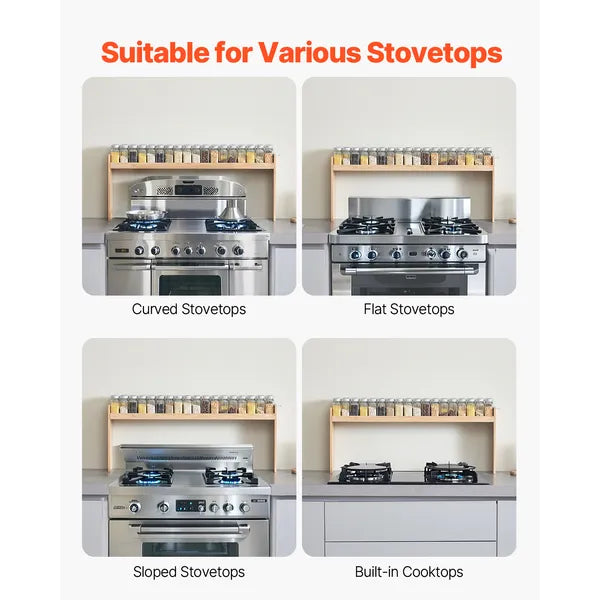 Over the Stove Shelf, Over Stove Spice Shelf for Kitchen Stove Top, Seasoning Shelves, Spice Organizer, Easy to Assemble Countertop Storage Solution, Kitchen Gadgets with 6 Hooks