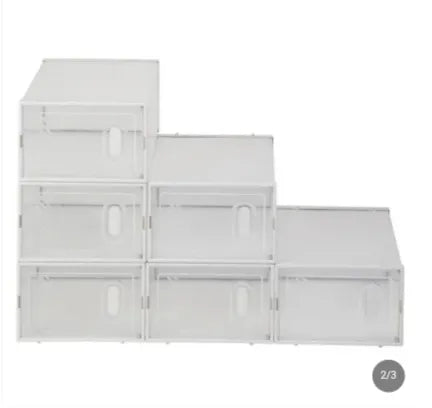 Shoe Storage Boxes 6 Pack Clear Plastic Stackable White