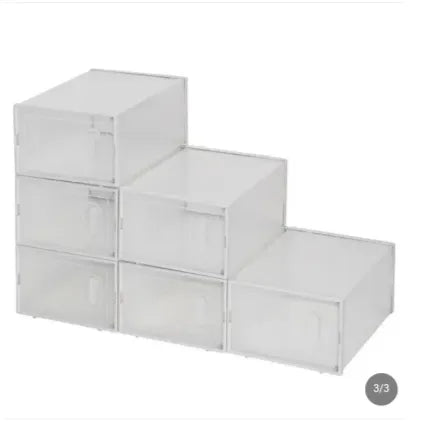 Shoe Storage Boxes 6 Pack Clear Plastic Stackable White