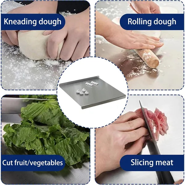 Stainless Steel Cutting Boards for Kitchen, Lipped stainless steel cutting board. Large cutting board suitable for meat, fruits, vegetables, bread, and baking