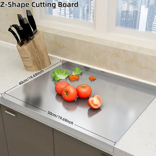 Stainless Steel Cutting Boards for Kitchen, Lipped stainless steel cutting board. Large cutting board suitable for meat, fruits, vegetables, bread, and baking